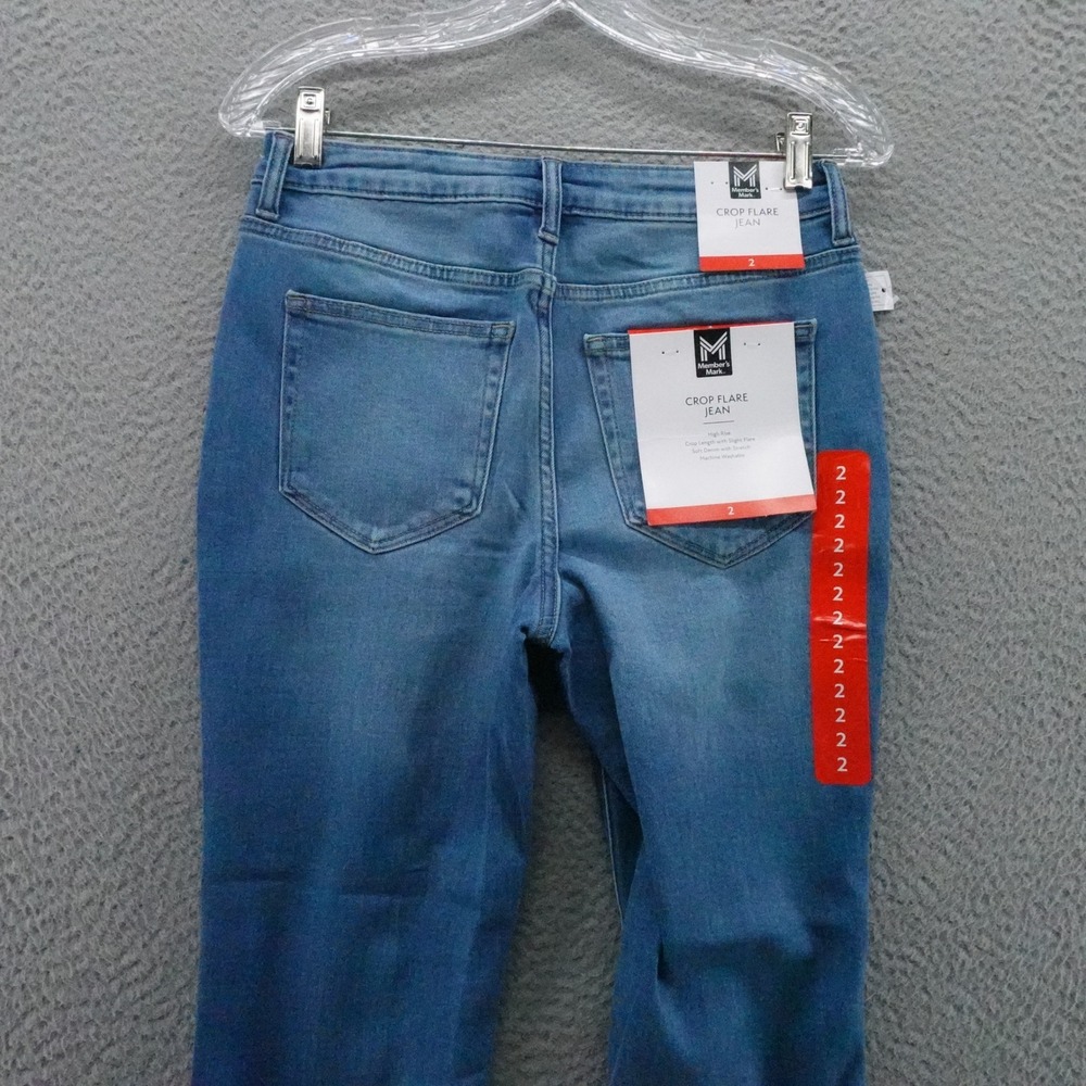 Members Mark Womens Size 2 Crop Flare Leg Stretch Denim Jeans Blue NEW - Picture 4 of 15